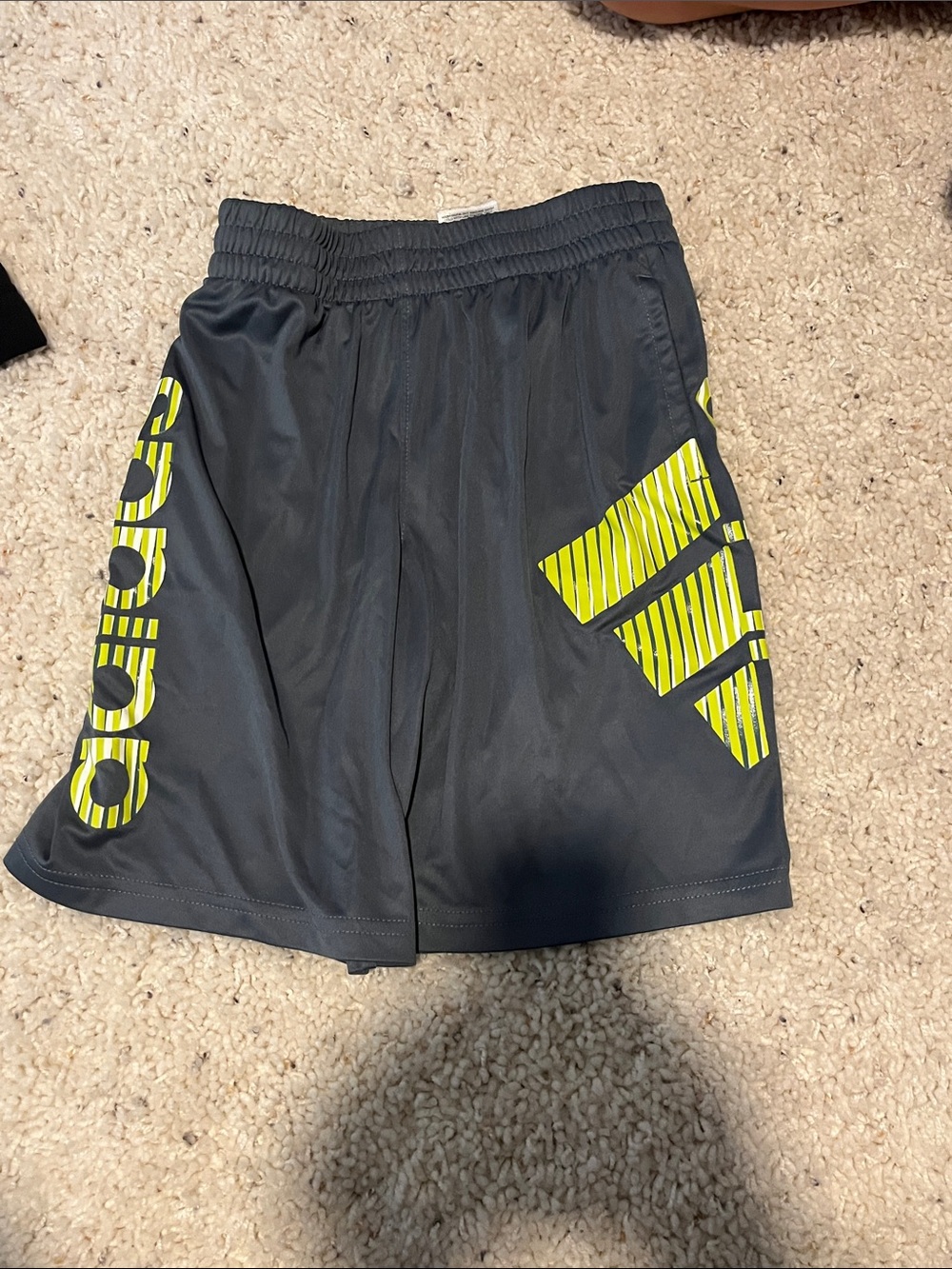 adidas Black Shorts with Neon Yellow Graphic